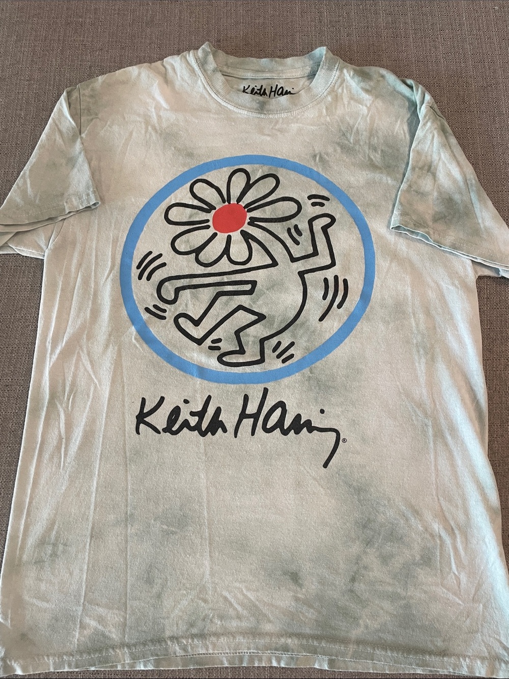 Keith Haring Tie Dye Light Green Graphic Tee medium